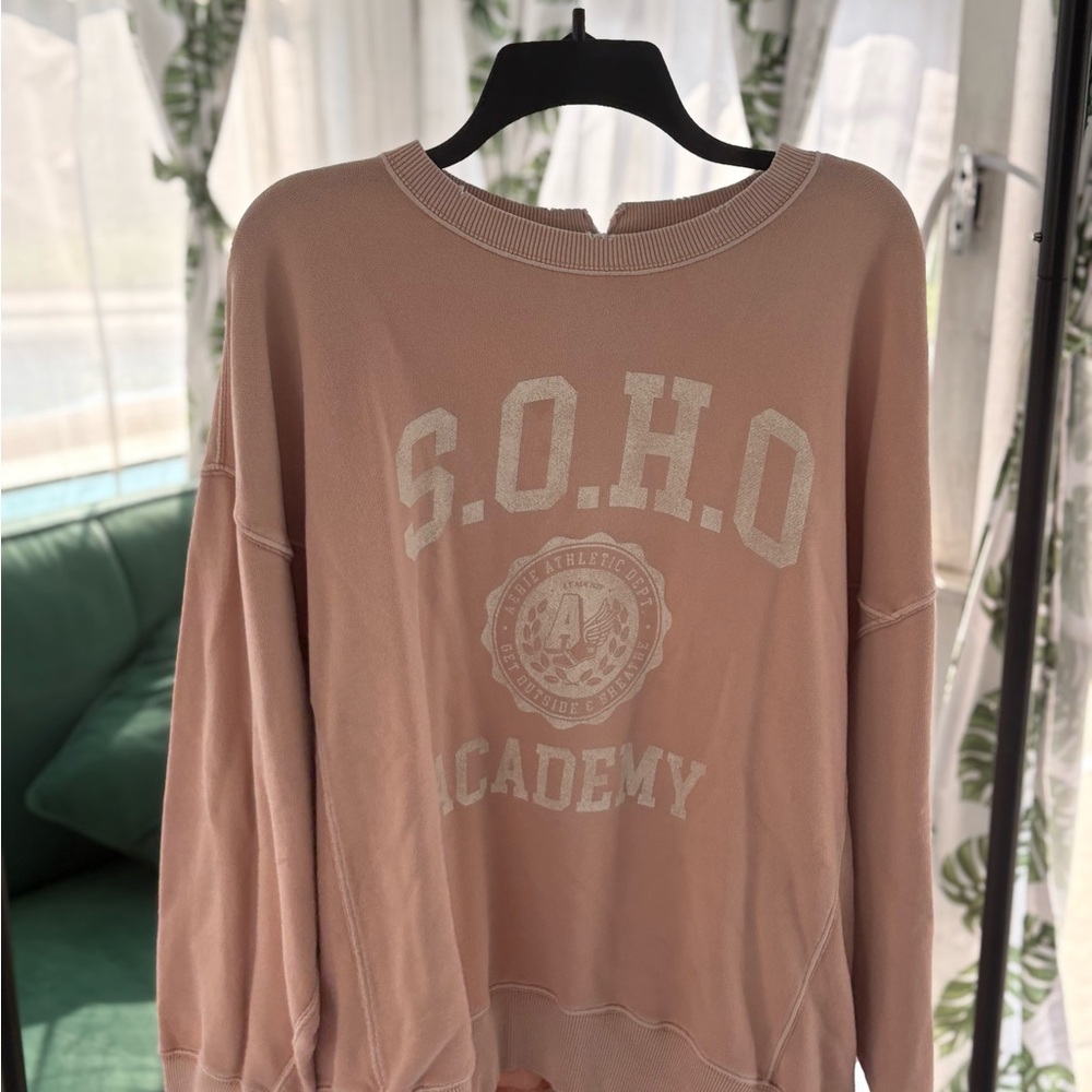 Aerie Pink Boxy Long Sleeve Hoodie